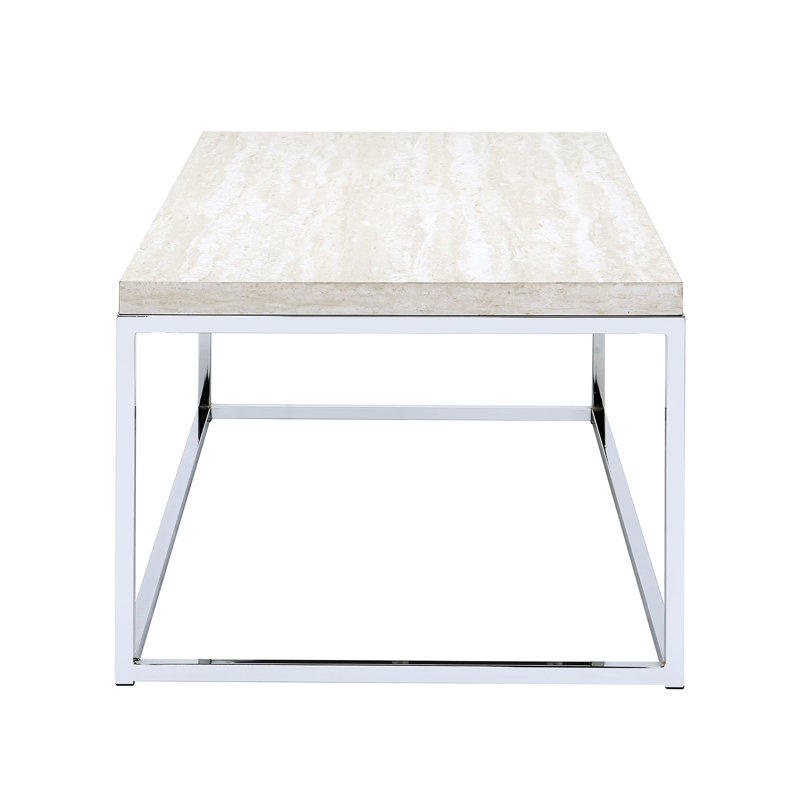Table basse moderne avec aspect chêne et base de traîneau rectangulaire