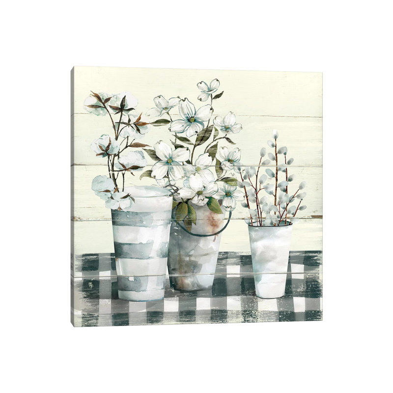 « Spring Gingham I » par Carol Robinson, reproduction d’art, H 26 po x l 26 po x P 1,5 po, Toile tendue, Pas de tapis