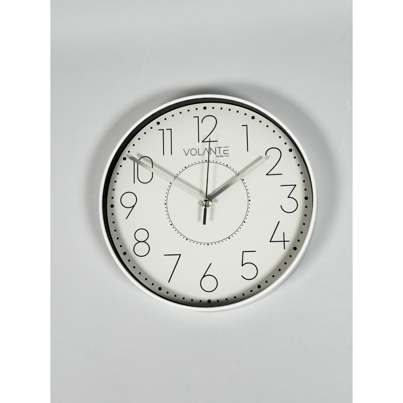 Elegant Decorative Wall Clock, 12 in Diameter, 1.8 in Thick | 100% Plastic Frame, Real Glass Cover | Classic White Color | Perfect for Home or Office Decor, Stylish Timekeeping & Easy to Read Design