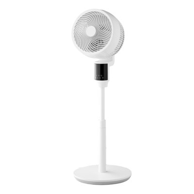 9-Inch Pedestal Fan with DC Motor, Remote Control, 9 Speeds & 4 Modes, Adjustable Height 32.1-37.6 in, White