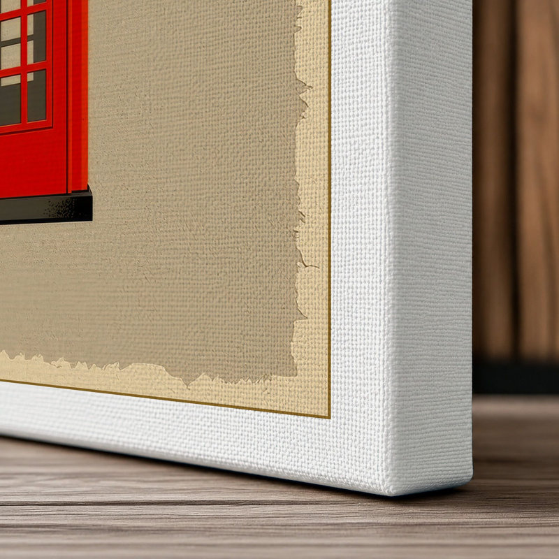 Red Telephone Box Graphic - Wrapped Canvas, 24x16 - 61.0 x 40.6 cm, White Border