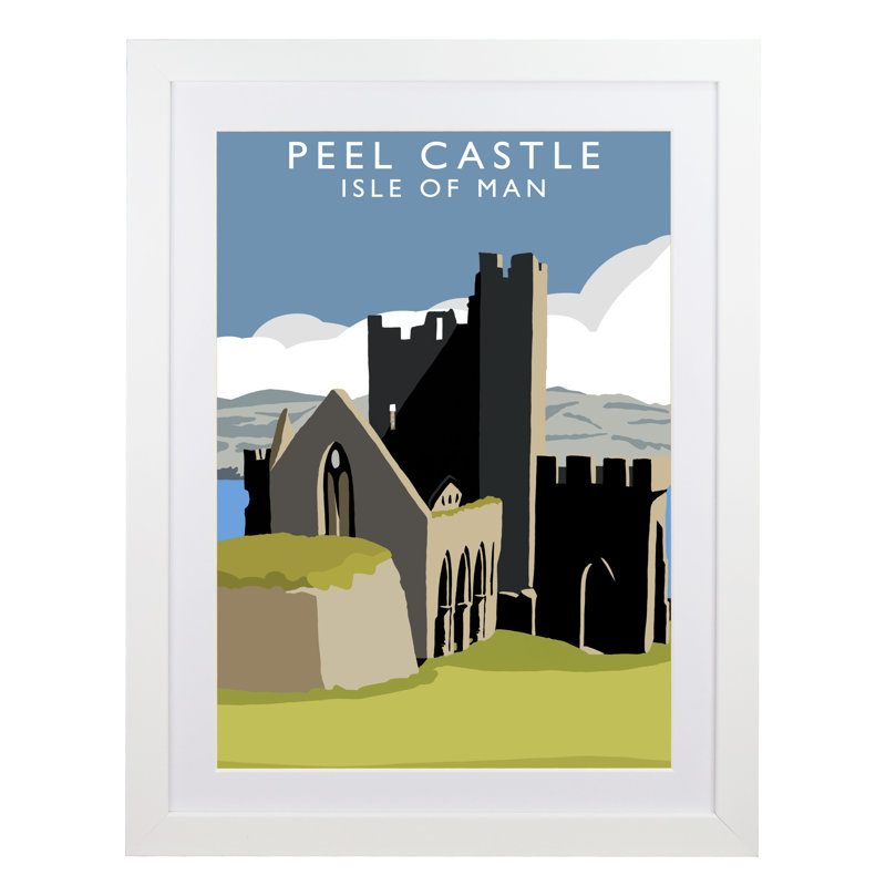 Peel Castle by Richard O'Neil - Print, 43.5 cm H x 33.5 cm W x 2.2 cm D, White Wood Frame