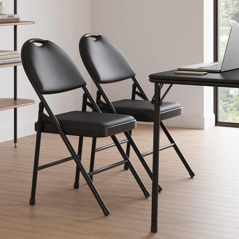 Stackable Folding Chair Folding Chair Set, Black