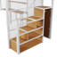 Lit mezzanine double en métal avec garde-robe, bureau, tablettes de rangement, blanc