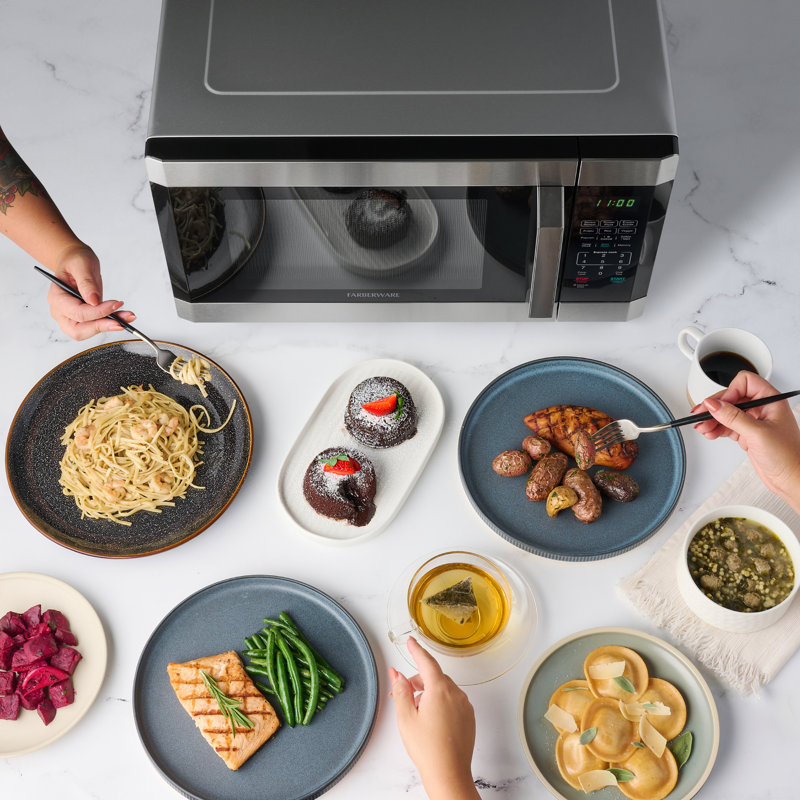 Farberware Professional 1.6 Cu. Ft. 1100-Watt Microwave Oven with Smart Sensor, Stainless Steel with Platinum