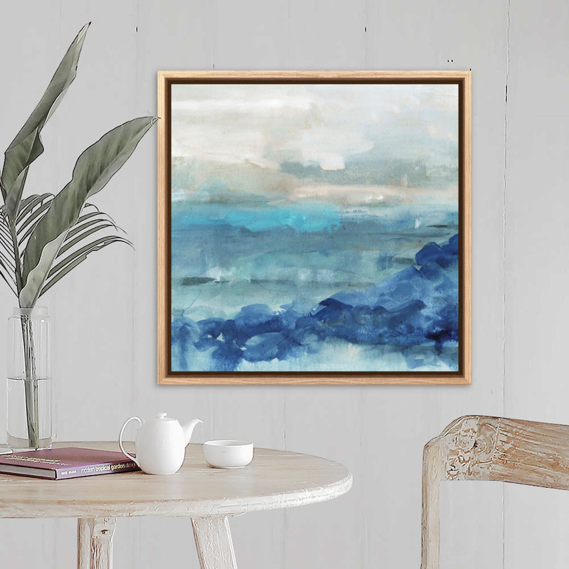 «Sea Swell I», peinture sur toile, Toile avec cadre photo, H 25,25 po x l 25,25 po, Naturel flottant
