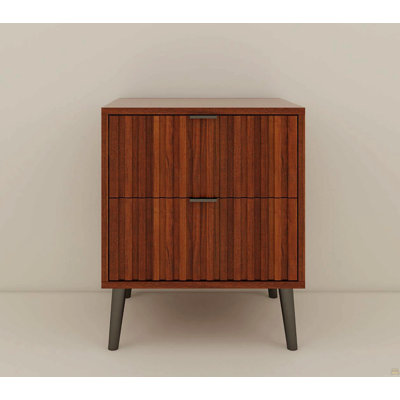 Wooden Nightstand With 2 Drawers