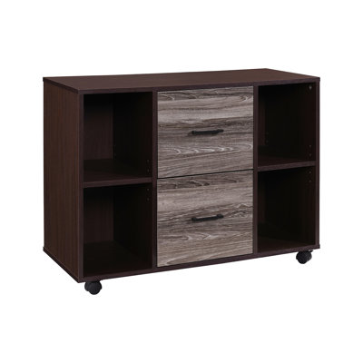 Walnut File Cabinet With 2 Drawers