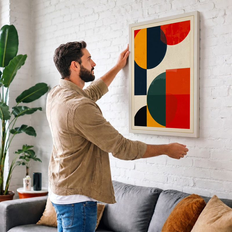 Harmony Geometric - Wrapped Canvas, 24x16 - 61.0 x 40.6 cm, Terracotta Border