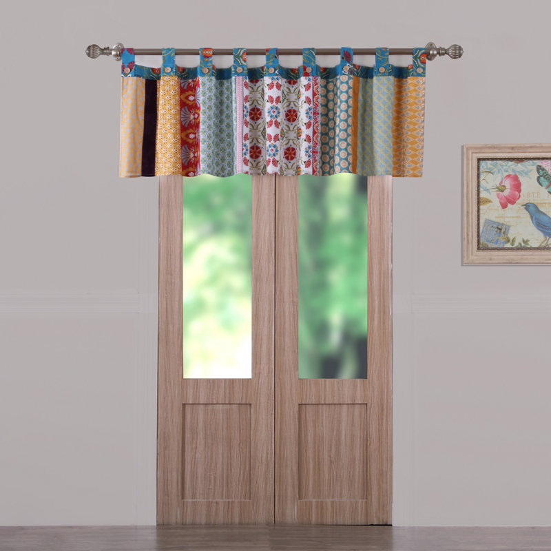 Greenland Home Fashions Thalia Window Valance – 21" H Lined Cotton-Blend Curtain With Tab Top And Button Details, 84" W