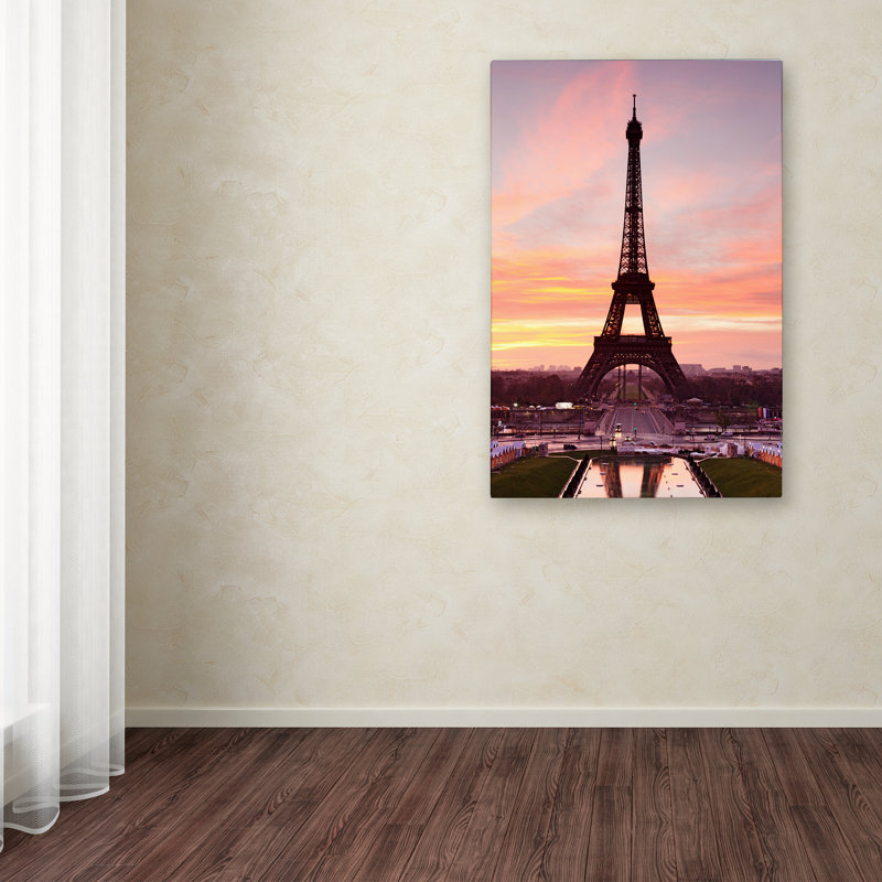 Sunset Eiffel Tower Framed Canvas Art 20" x 25"