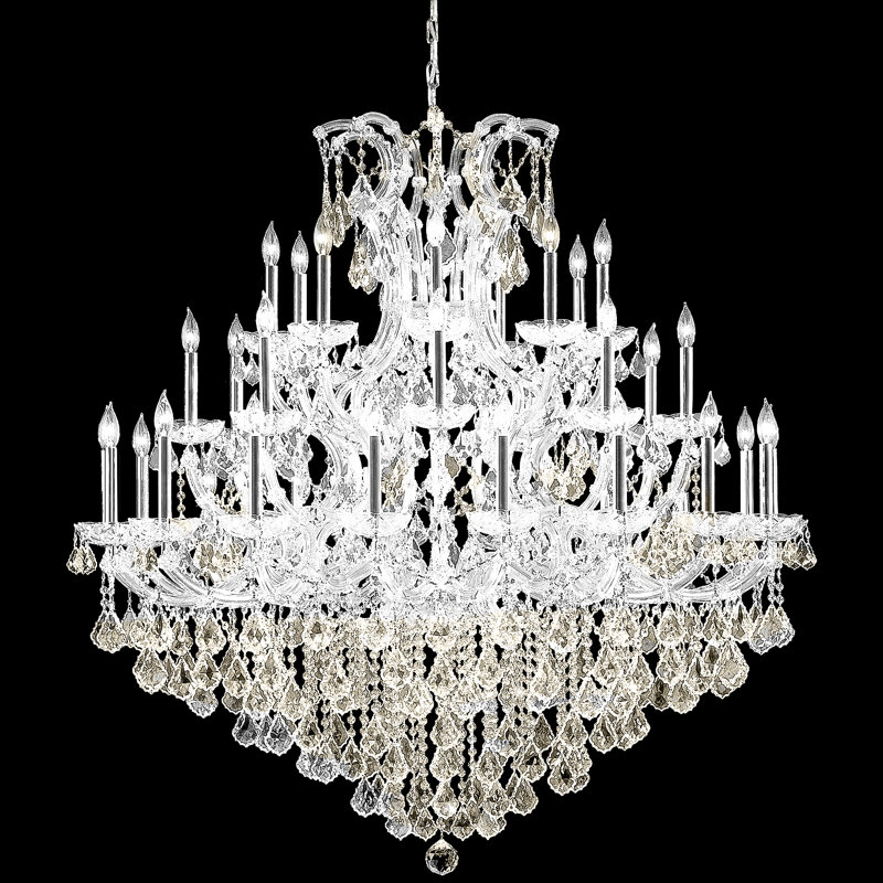 Maria Theresa Grand 37 - Light Chandelier, Silver, Golden Teak, Swarovski Strass