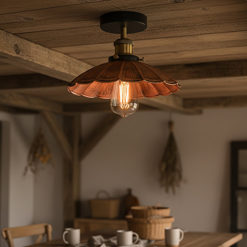 Semi Flush Mount, Yes, Brushed Copper