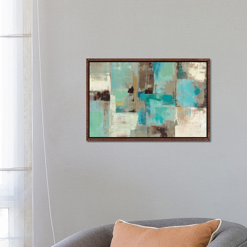 Teal And Aqua Reflections #2 by Silvia Vassileva - Print on Canvas, 101.6 cm H x 66.04 cm W, Classic Wood Floater Framed