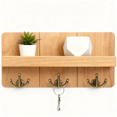 Porte-clés mural avec tablette flottante, organisateur de courrier rustique avec 3 crochets d'ancrage pour la décoration et le rangement du vestibule