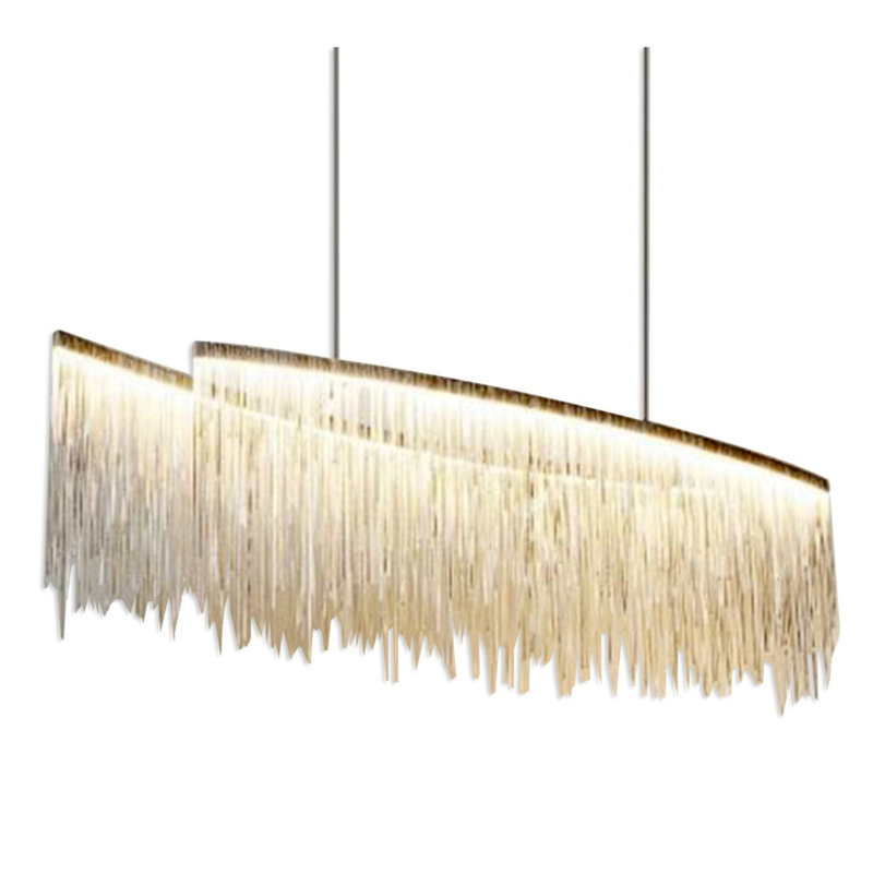 Lustre suspendu moderne et lumineux, Chrome, H 16 po x l 29 po x P 14 po