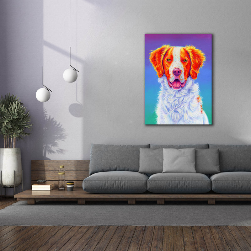 Art mural sur toile Winston Porter «Brittany Spaniel» par Rebecca Wang, H 54 po x l 40 po x P 1,5 po