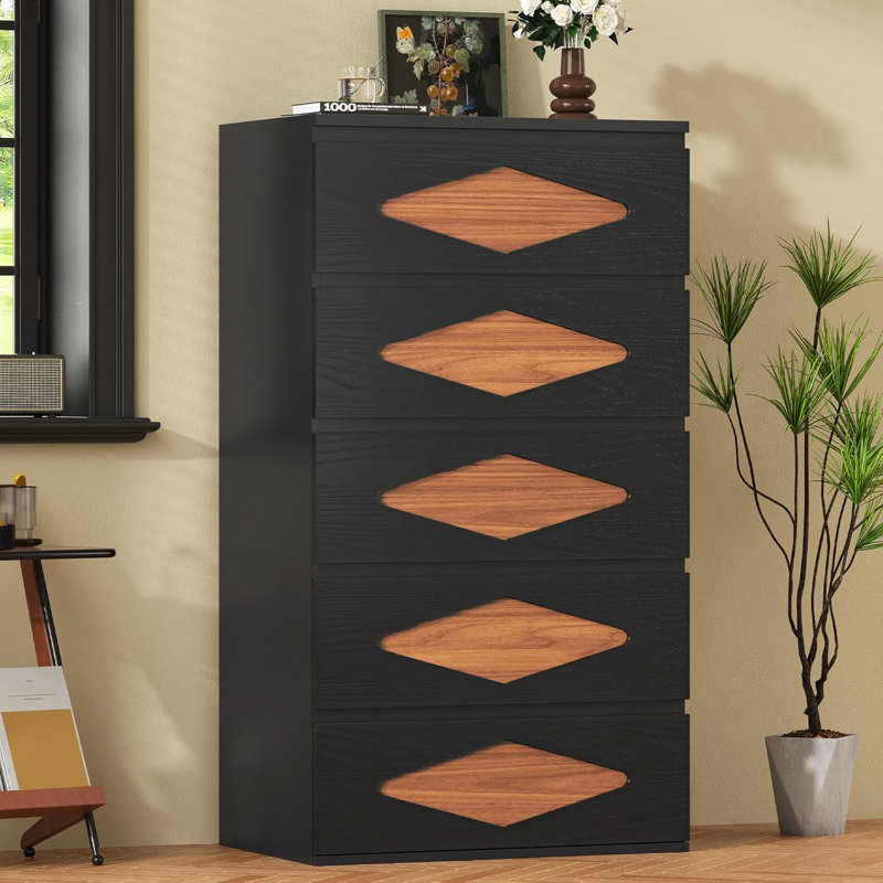 Commode 5 tiroirs pour chambre à coucher, commode rétro