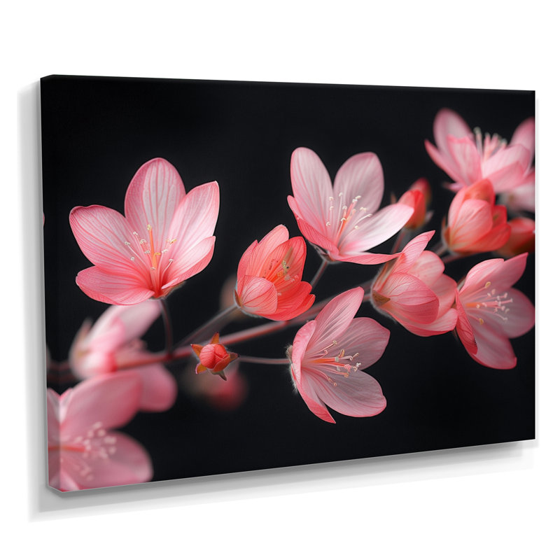 Fleurs de cerisier roses et noires - art mural Cherry Blossom, H 12 po x l 20 po x P 1 po, Toile tendue