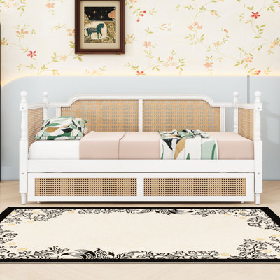 2 Drawers Rattan Wooden Daybed