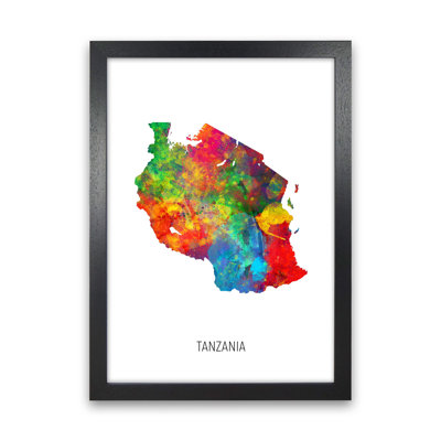 Tanzania Watercolour Map by Michael Tompsett - Print