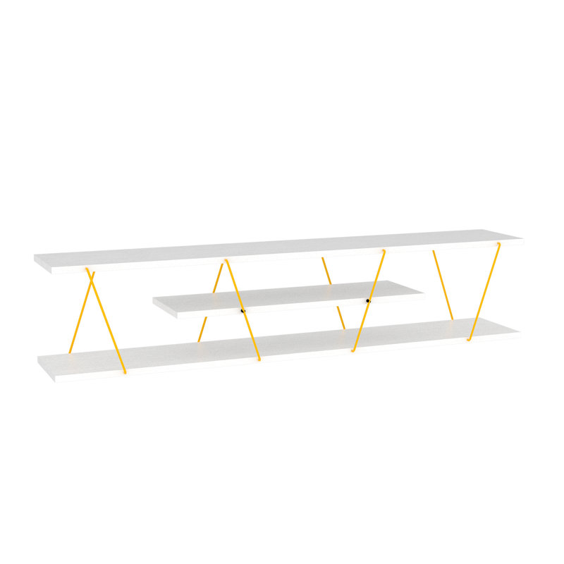 Meuble télé moderne avec 4 tablettes ouvertes, Blanc
