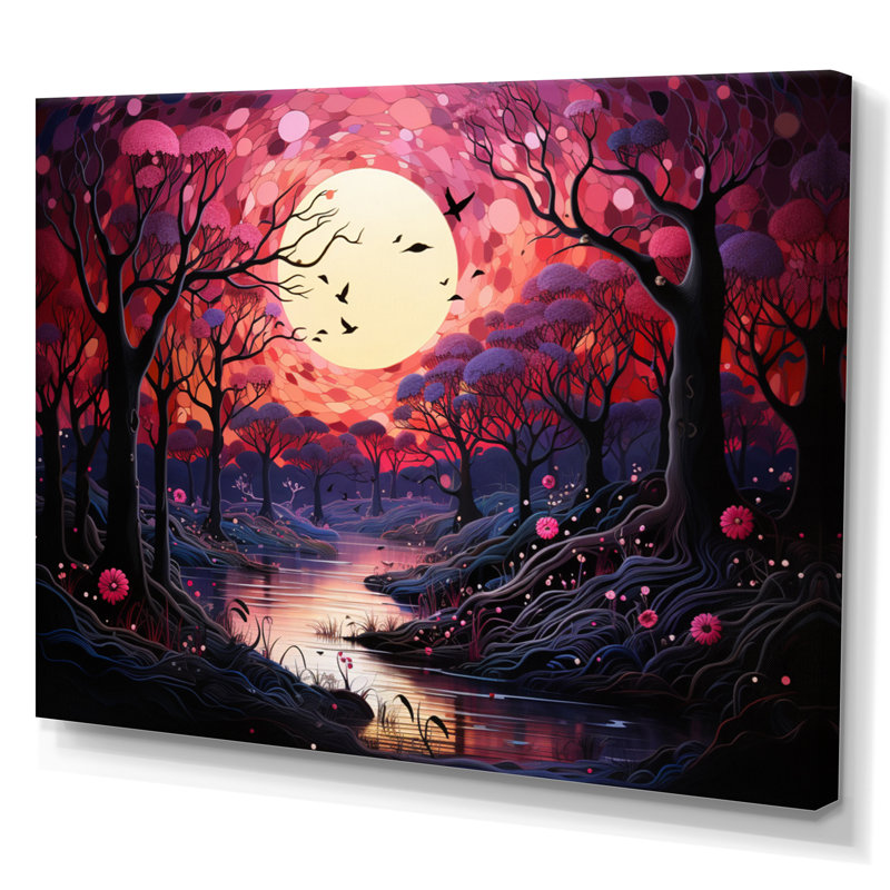 Paysage romantique fondant des cœurs II, H 16 po x l 32 po x P 1 po, Toile tendue