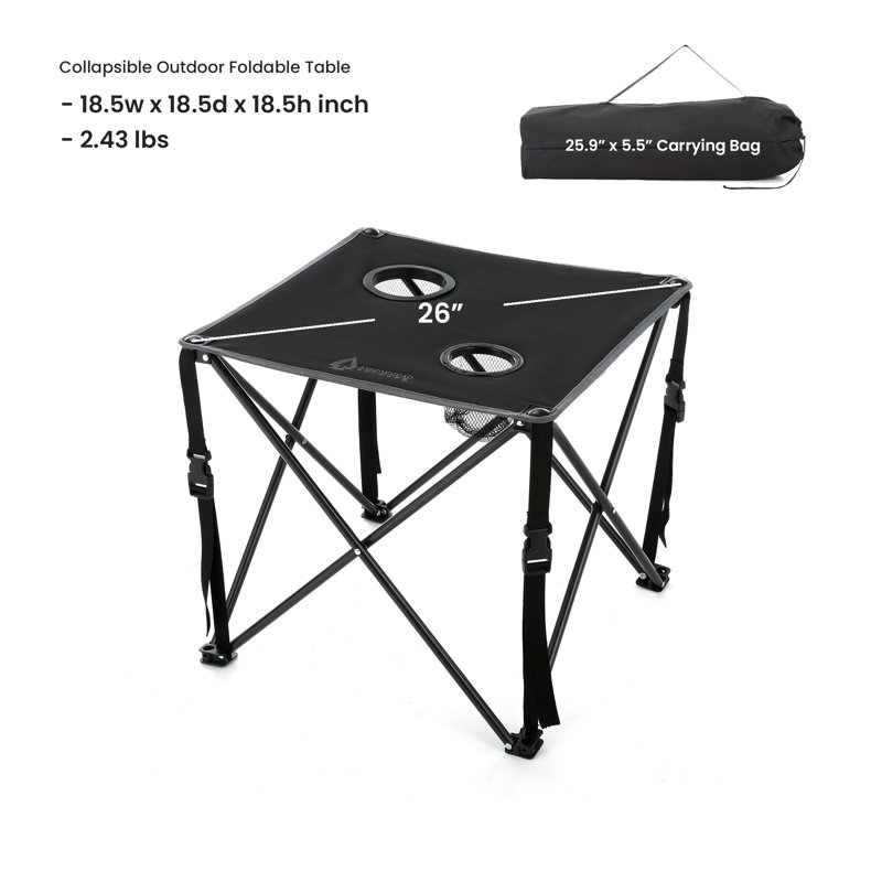 Charcoal Black Heavy-Duty Steel Frame Folding Camping Table