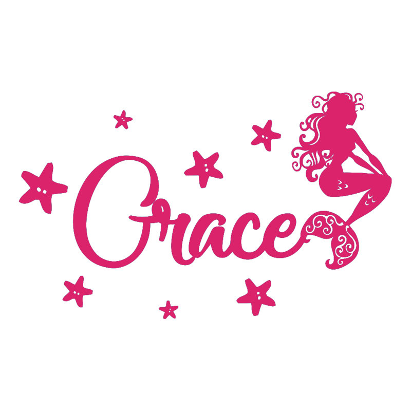 Décalcomanie murale chambre de bébé sirène, Rose vif