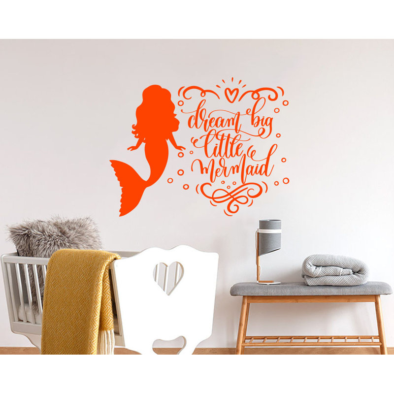 Autocollant mural Dream Big Little Mermaid, Orange
