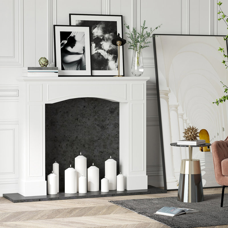 Foyer moderne - blanc, largeur interne de 29 po, élément décoratif, présentoir de 45,25 po de largeur, facile à nettoyer, tombant, embellissement intérieur blanc électrique, position de décoration, essuyer et essuyer,