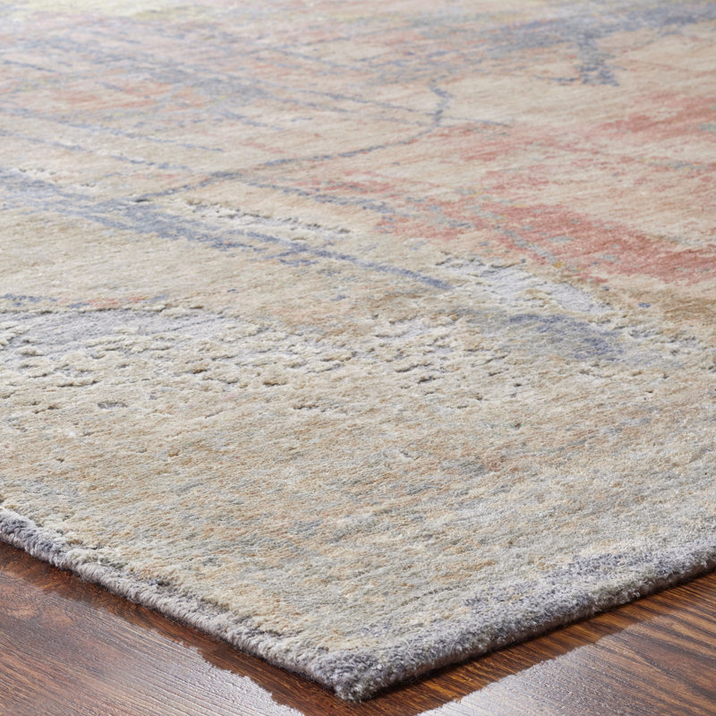 Hand Knotted Abstract Area Rug, Rectangle 2' x 3'