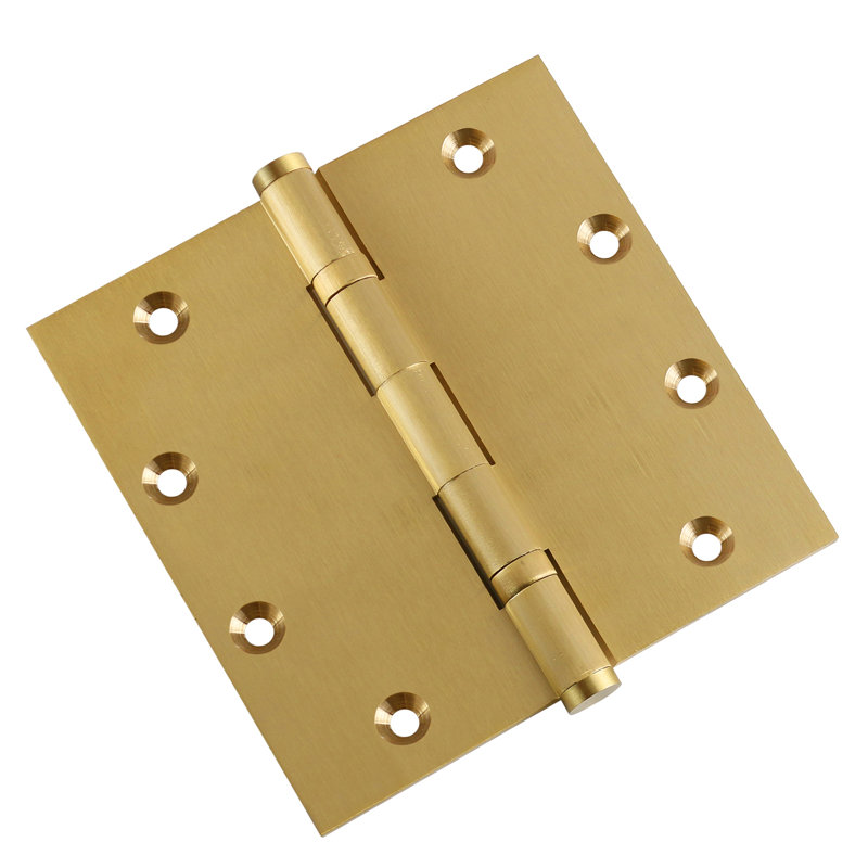 Charnière de porte simple à roulement à billes en laiton massif H 5 po x l 5 po, Laiton satiné