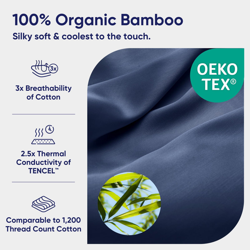 SuperBamboo™ Cool & Smooth Sheet Set, King Sheet Set with Fitted Sheet and Pillowcase, Pacific Blue
