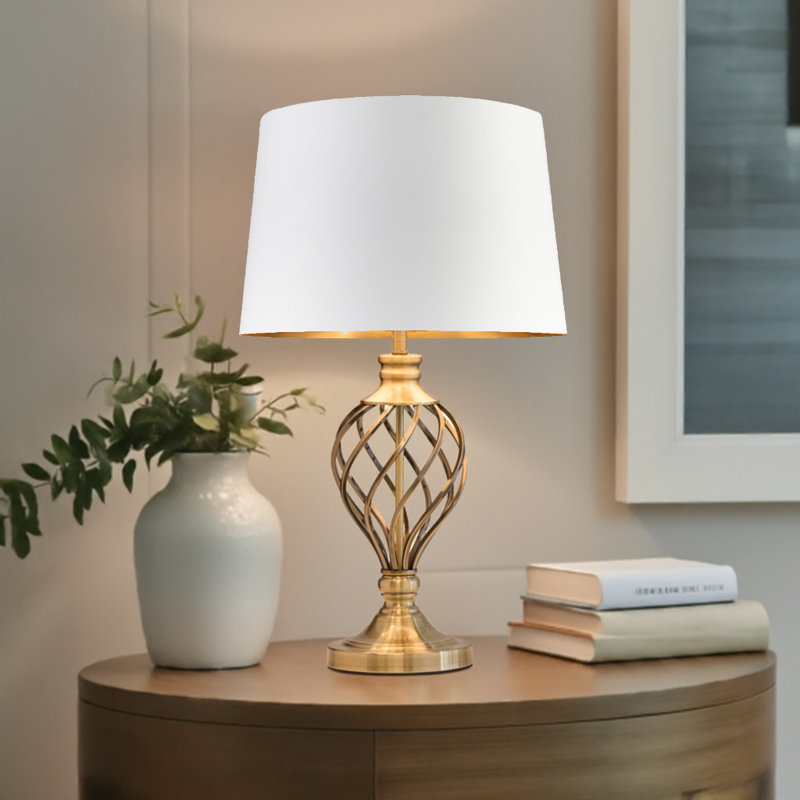 Wauneta 61cm Statement Barley Twist Table Lamp, Ivory/Cream
