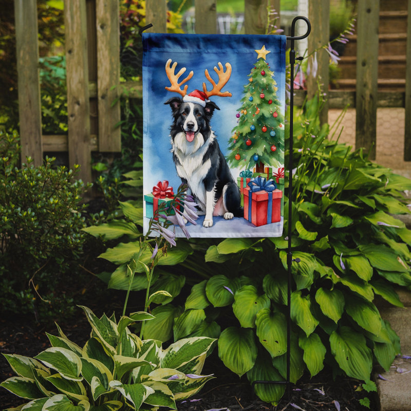 Drapeau de Noël renne de jardin, Border Collie
