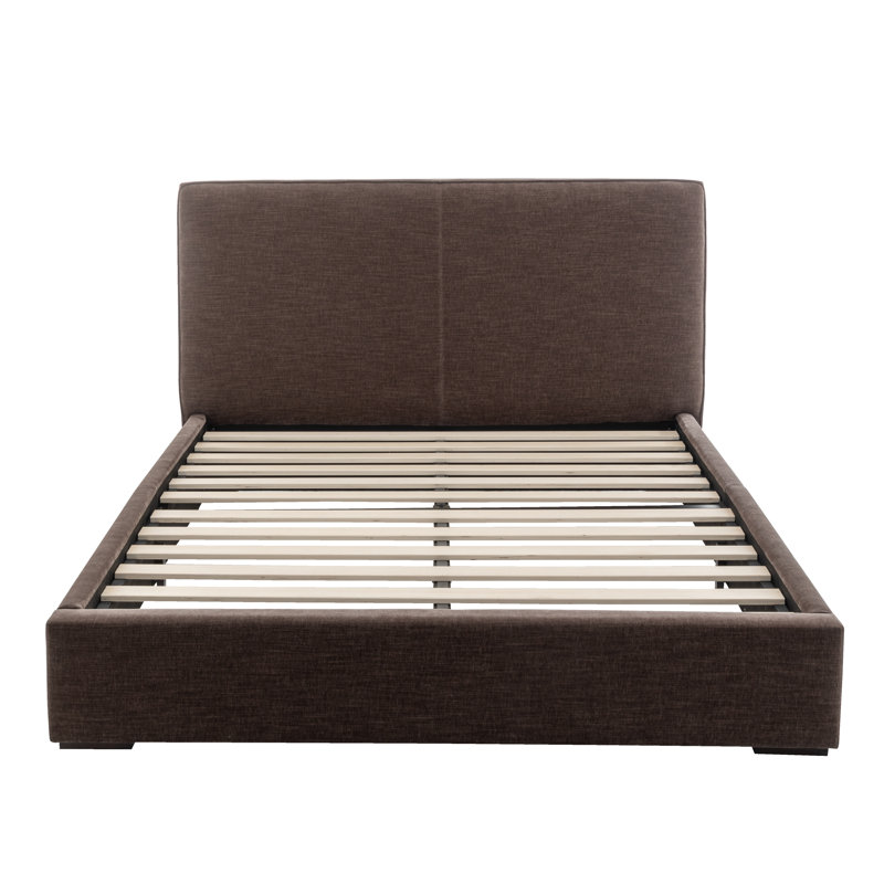 Upholstered Bed - Queen Size, Dark Brown
