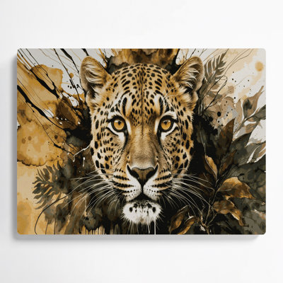 Faune léopard, art mural en métal brun