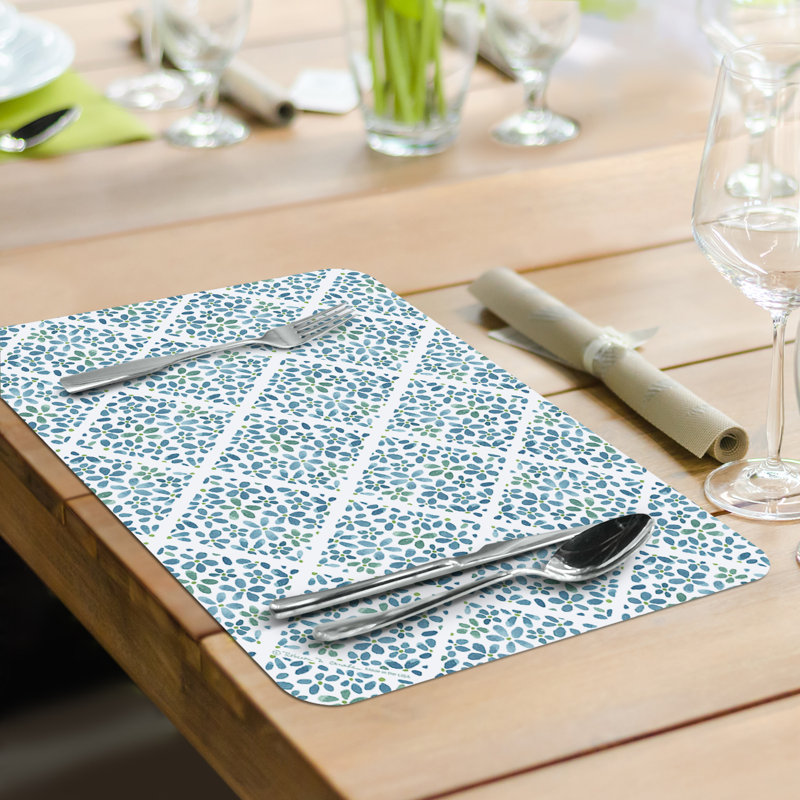 CounterArt Mason Jars & Florals 4 Piece Reversible Easy Care Placemat Set