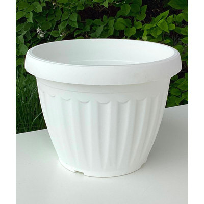 White Campana Plastic Cache Pot Planter