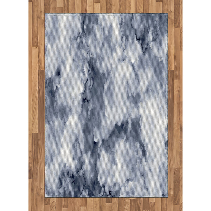 Marble Print High Density Long Fiber Poly Threads Decorative Area Rug Carpet, Rectangle 4' x 5'8"