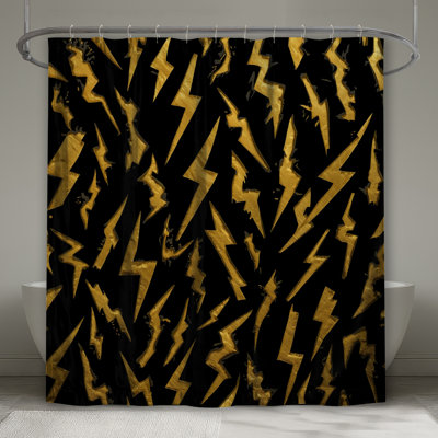 Rideaux de douche dorés Lightning Bolts
