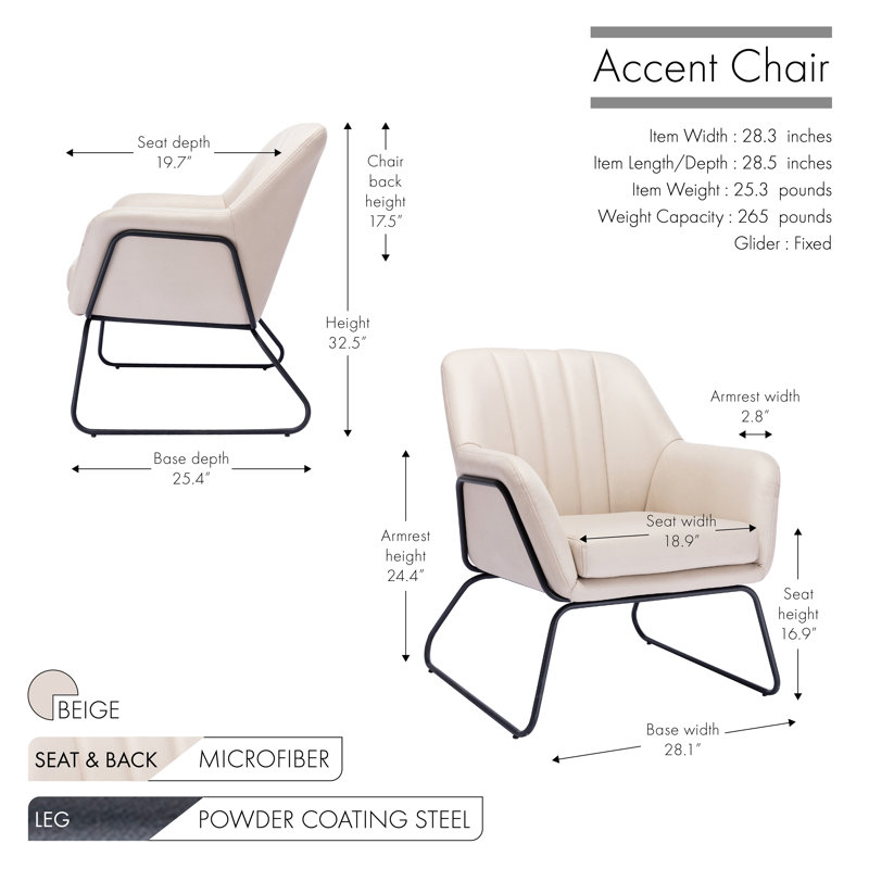 Upholstered Microfiber / Microsuede Armchair, Beige