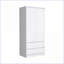 Ensemble de chambre à coucher 2 pièces avec table de chevet et armoire, blanc neige | Bois d'ingénierie | Blanc