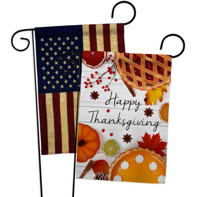 Drapeau de jardin à double face en polyester 18,5 po x 13 po Thanksgiving Pies