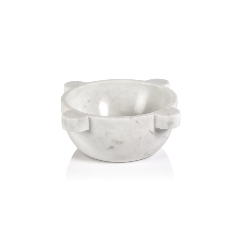 Ivy Bronx Latres Marble Serving Bowl, White, 5.5"