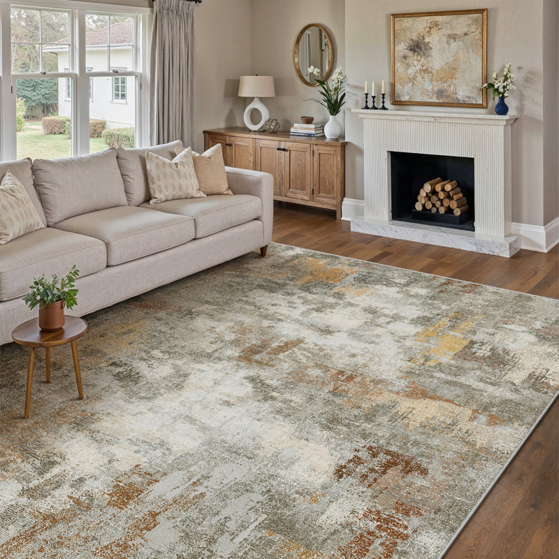 Miro Modern Abstract Machine Washable Area Rug With Non-Slip Backing, Rectangle 8' x 10'