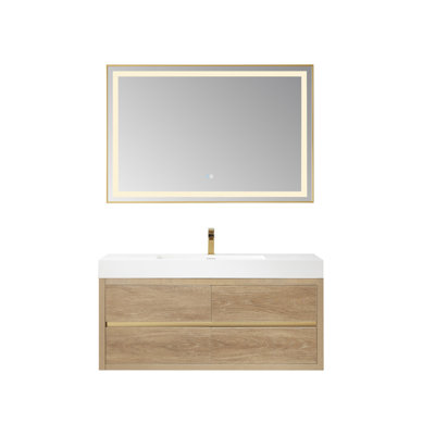 Branko 48"" Wall-Mounted Single Bathroom Vanity Set -  Wade Logan®, 67275CB544A14B4AB90AC56F9107A95A