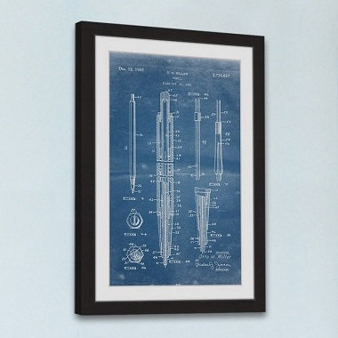 « crayon 1955 blueprint » par steve king, reproduction d’art encadrée, H 24 po x l 16 po x P 1,5 po