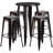 Colbert 30'' Round Metal Indoor-Outdoor Bar Table Set with 4 Square Seat Backless Stools-24678655-24678664